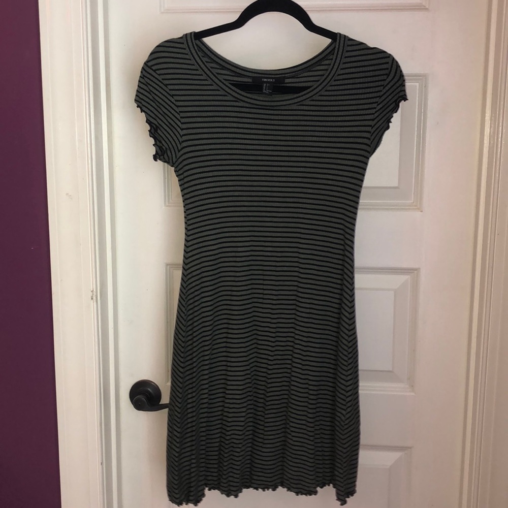 Forever 21 Green and Black Striped Dress